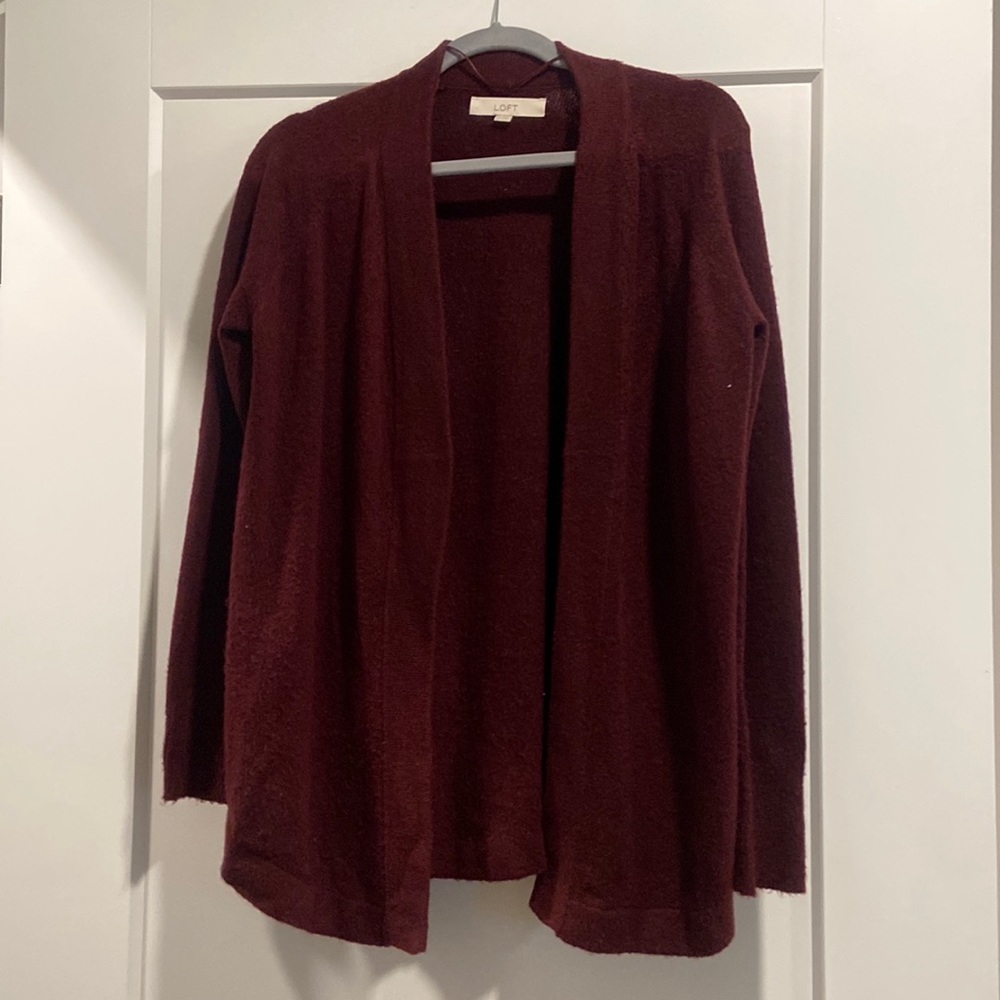 LOFT Merlot Cozy Cardigan (S)